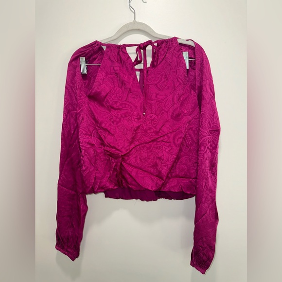 NWT Veronica beard Sionne Paisley Print Long Puff Sleeve Silk Blend Top Sz 4 #A1 - Picture 4 of 6
